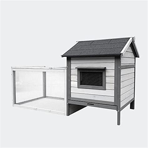 WilTec Clapier à Lapin Gris Clair 146x75x83cm Bois Cage pour rongeurs