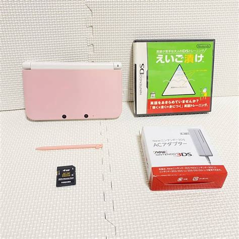 【やや傷や汚れあり】1円 ニンテンドー3ds Ll ピンク×ホワイト Nintendo 任天堂 充電器 Acアダプタ タッチペン Spr