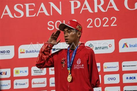 MEDALI EMAS LARI 100 METER PUTRA APG 2022 ANTARA Foto