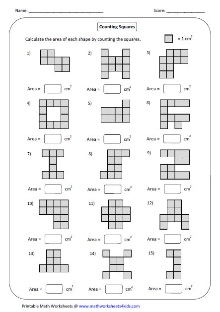 Area Worksheets Printable Worksheet