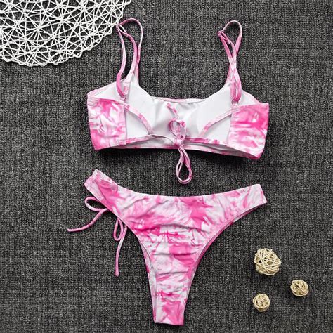 Buy Dis Lady Sexy Women Tie Dyed Push Up Padded Bra Beach Bikini Set