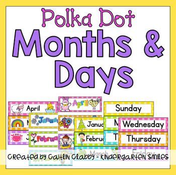 Months And Days Of The Week Polka Dots Calendar Time Daily