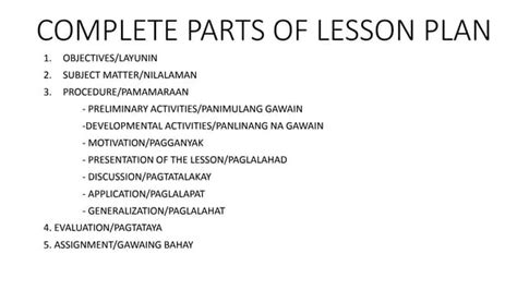 parts  lesson planpptx