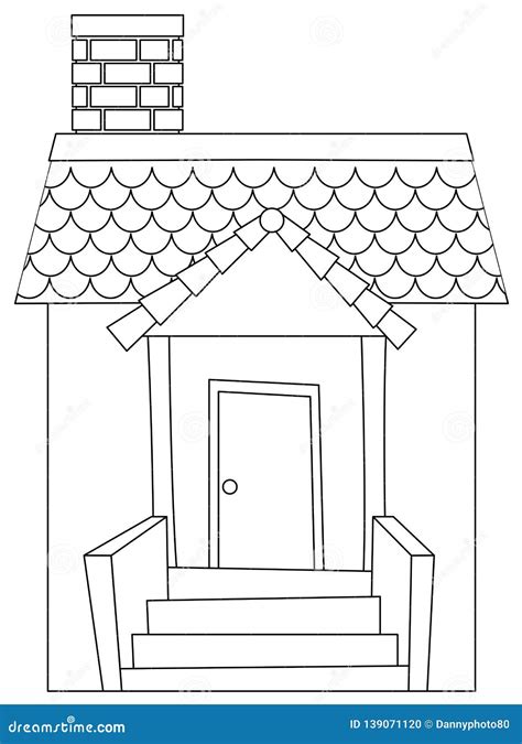 A simple house outline stock vector. Illustration of colouring - 139071120