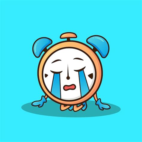 Premium Vector Cute Adorable Cartoon Happy Sad Alarm Clock Illustration For Sticker Icon