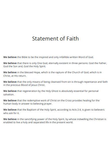 Statement Of Faith 29 Examples Format How To Craft Pdf