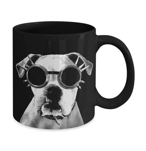 Bulldog Coffee Mug Funny Face Dog Lover Black Cup T Etsy Dog