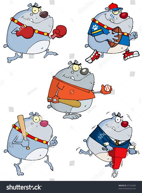 Grey Bulldog Cartoon Characters Vector Collectionjpeg Stock Vector ...