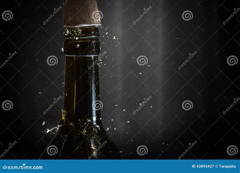 Hitting The Top Of Wine Bottle Stock Image Image Of Broken Drink