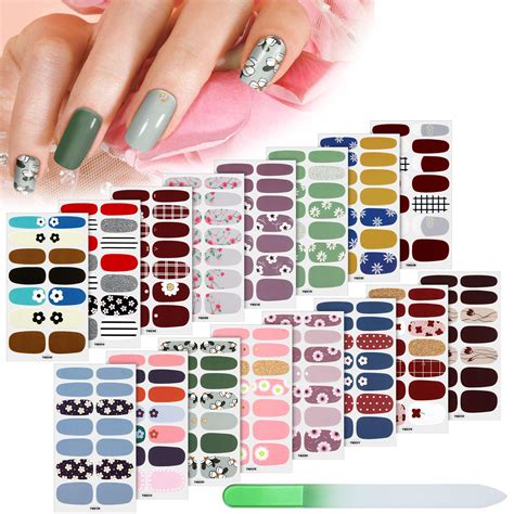 Amazon 224 Pieces 16 Sheets Full Nail Wraps Nail Polish Stripes