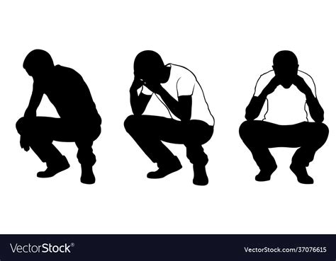 Crouching sad man Royalty Free Vector Image - VectorStock