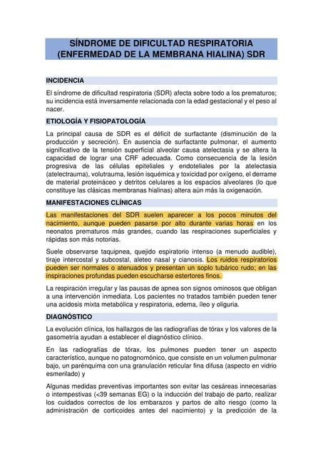 Síndrome de dificultad respiratoria Alba uDocz