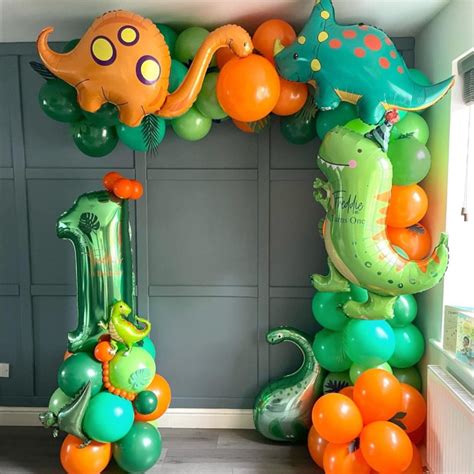 164 Guirnaldas De Globos De Dinosaurio Color Verde Naranja Marrón Kit De Arco Para Niños