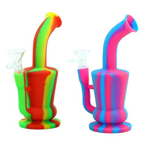 Water Pipe Smoking Pipes Hookah Bongs Silicone 14mm Glass Bowl From 7