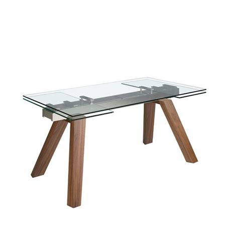 Angel Cerd Mesa Comedor Extensible Madera Nogal Y Cristal