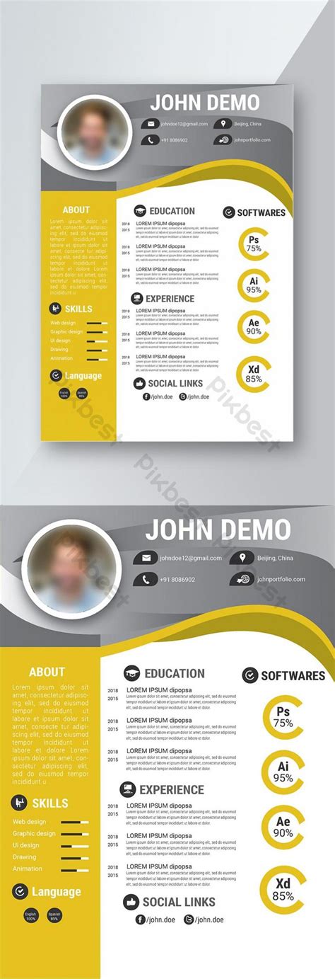 Elegant Resume Template Vector Word | AI Template Free Download - Pikbest