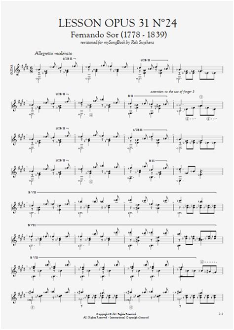 Lesson Op No Tab By Fernando Sor Guitar Pro Solo Guitar