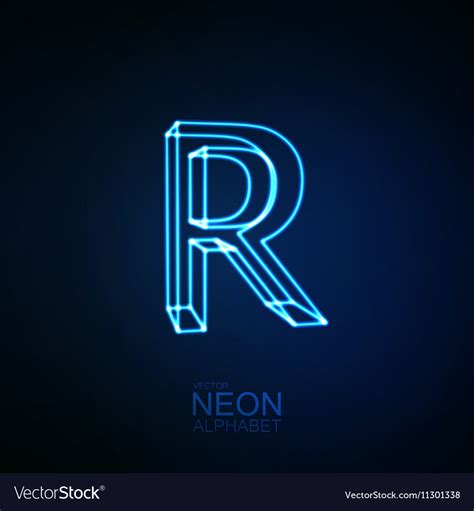 Neon 3d Letter R Royalty Free Vector Image Vectorstock