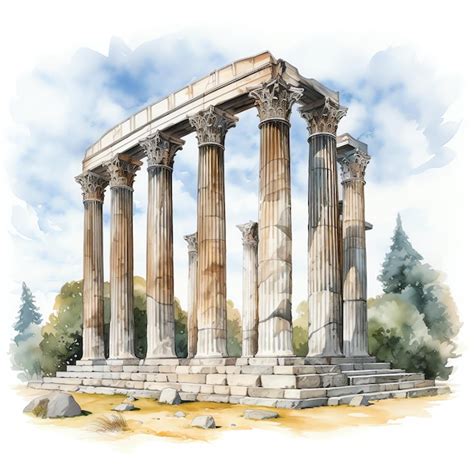 Templo De Zeus Em Ol Mpia Apresentando Ilustra O De Colunas