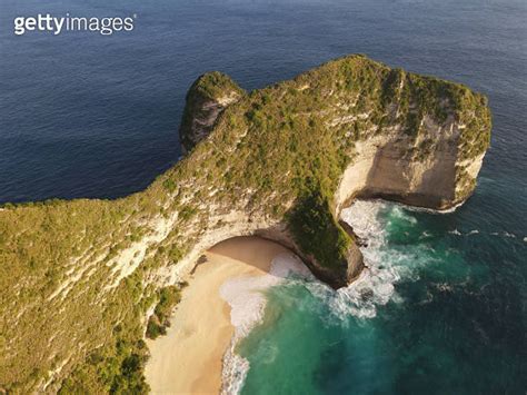 Panoramic Aerial View Of Kelingking Beach In Nusa Penida Island Bali