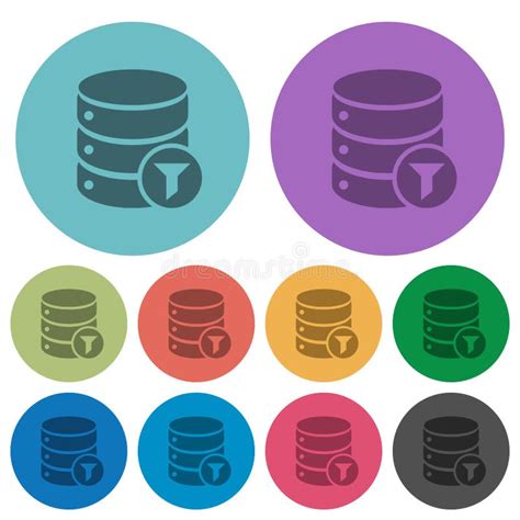 Database Filter Flat Color Icons in Circle Shape Outlines Stock Vector ...
