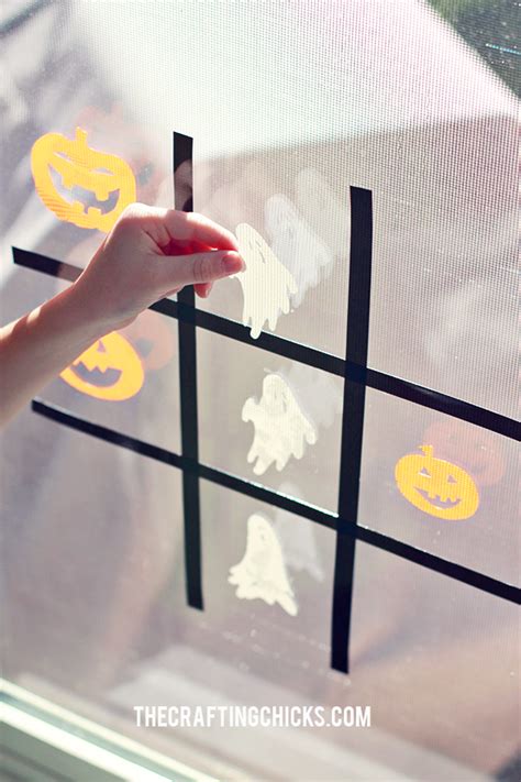 Halloween Tic-Tac-Toe with Cricut Window Cling - The Crafting Chicks