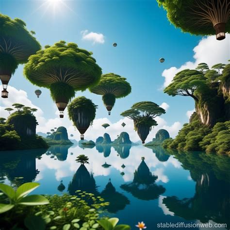 Floating Islands Unique Aerial Ecosystems Stable Diffusion Online