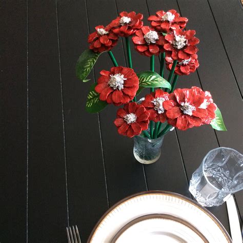 Painted Pinecone Flowers With Branch Stems D