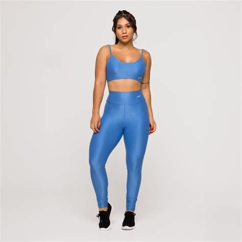 Top Academia Fitness Feminino Azul Poliamida Costas Abertas Lot Fitness