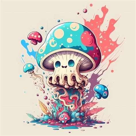 Premium Photo Cartoon Psychedelic Mushrooms Monster Colorful