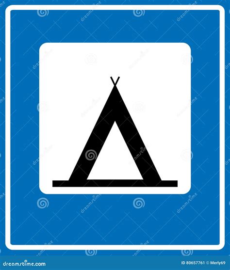 Vector Road Blue Camping Sign Stock Vector Illustration Of