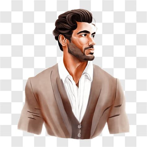 Descarga Hombre con Estilo en Traje Marrón y Camisa Blanca PNG En Línea