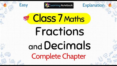 Class 7 Fractions And Decimals Youtube