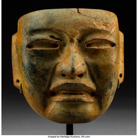 An Important Olmec Mask C 300 500 Bc Pre Columbian Stone Lot