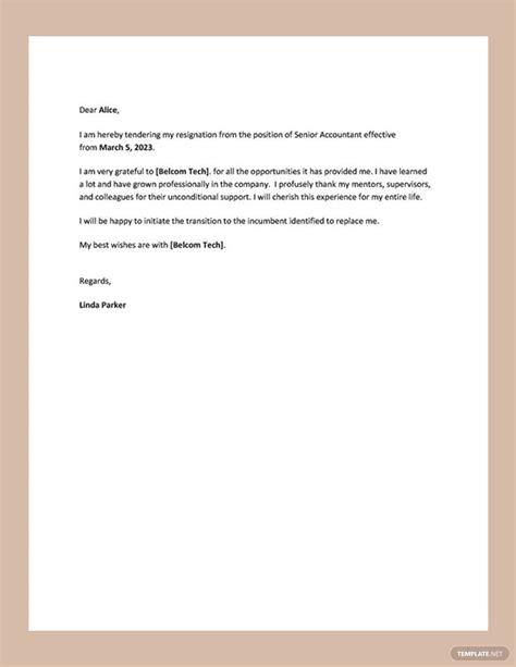 Resignation Letter Template Word Simple - Infoupdate.org