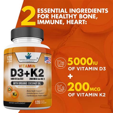 Jual Vitamin D3 5000iu Vit K2 200mcg American Standard Supplements