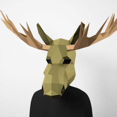 Elk Low Poly Mask, DIY Poligonal Mask Elk, PDF Template For 3D Masks ...