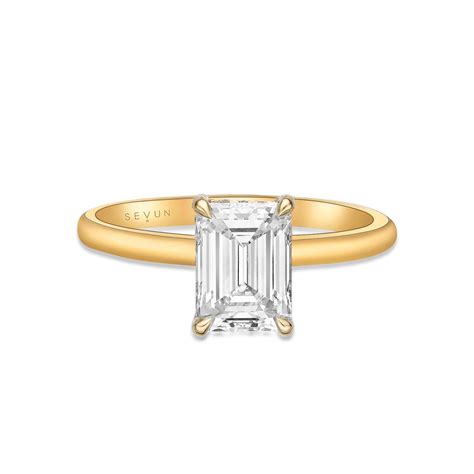 Emerald Cut Hidden Halo Diamond Ring Sevun Design