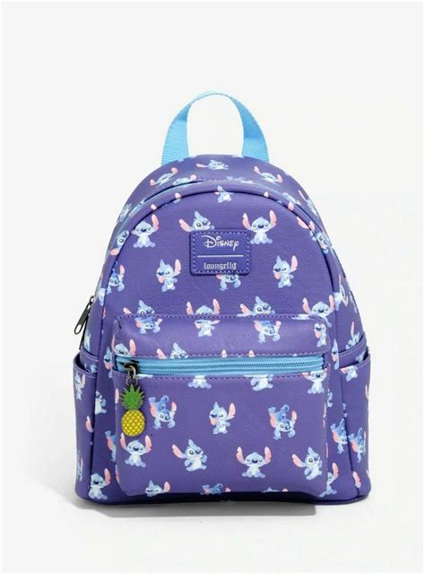 Lilo Stitch Poses Purple Mini Backpack Bag Nwt Cardholder