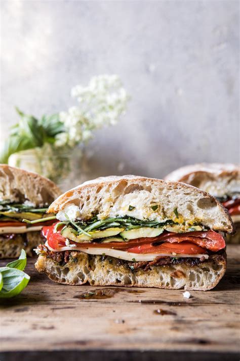 Marinated Veggie Cheese Sandwich With Sun Dried Tomato Pesto Half Baked Harvest