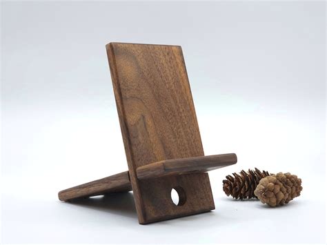 Handmade Solid Walnut Phone Stand Free Personalization