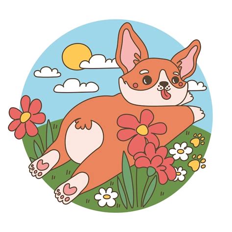 Ilustraci N De Corgi De Dibujos Animados Dibujados A Mano Vector Gratis