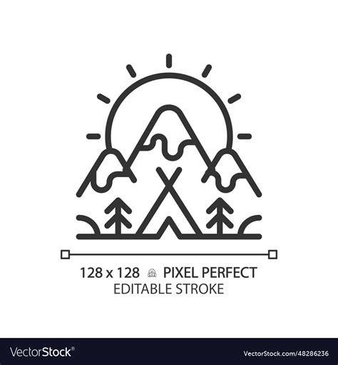 2d customizable camping and mountain black linear Vector Image