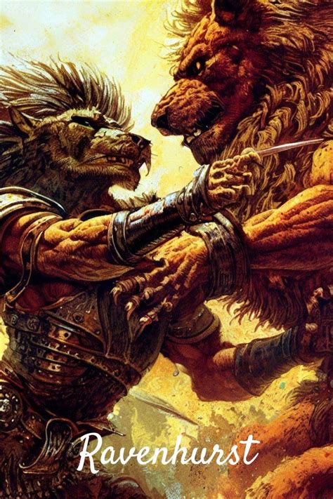 Fantasy Wolf Vs. Lion Combat in 2023 | Fantasy wolf, Original art, Art