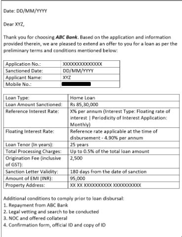 home loan sanction letter   apply  required document