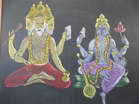 Brahma And Vishnu Chalk Drawing India Waldorf Ancient India