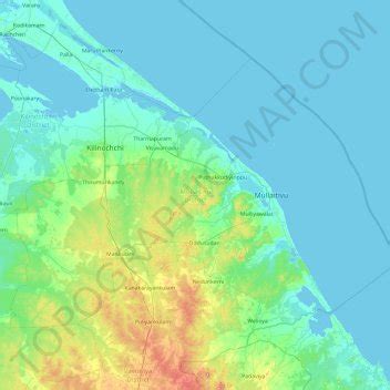 Mullaitivu District topographic map, elevation, terrain