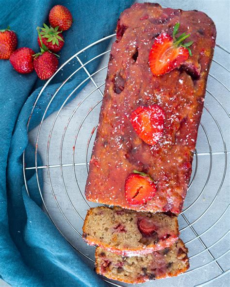 Vegan Strawberry Banana Bread With Glaze