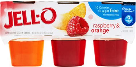 Jell O 10 Calorie Sugarfree Raspberry And Orange Gelatin Snacks 6 Ct