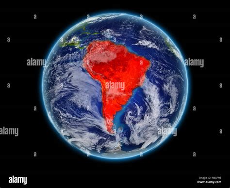 South America From Space On Realistic Model Of Planet Earth With